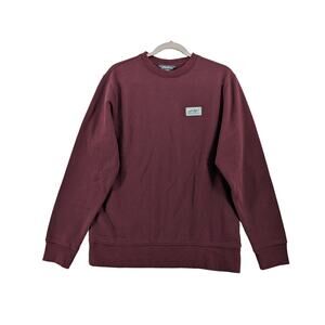Eddie Bauer Fleece Sweatshirt Mens S Burgundy Red Knit Crew Long Sleeve Casual‎